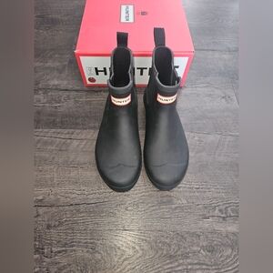 Hunter Chelsea Boots, Black, Size 8
